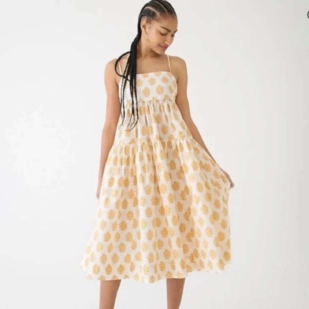 J. CREW | Tie-back Tiered Dress in gathered floral block print